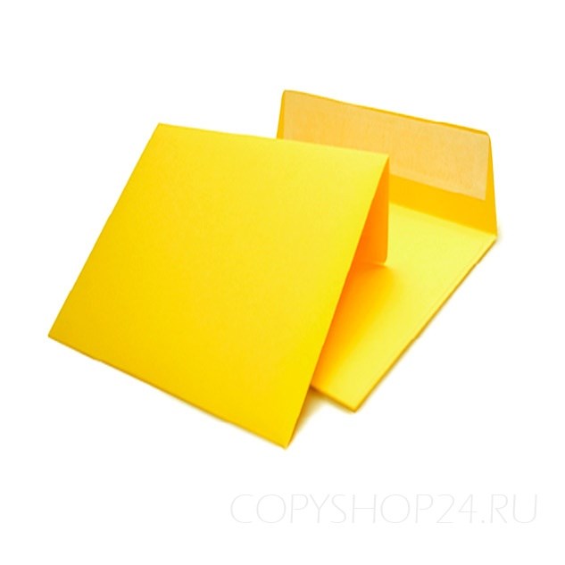 Желтый квадратный конверт 160х160 мм бумага 120 гр - фото 4540