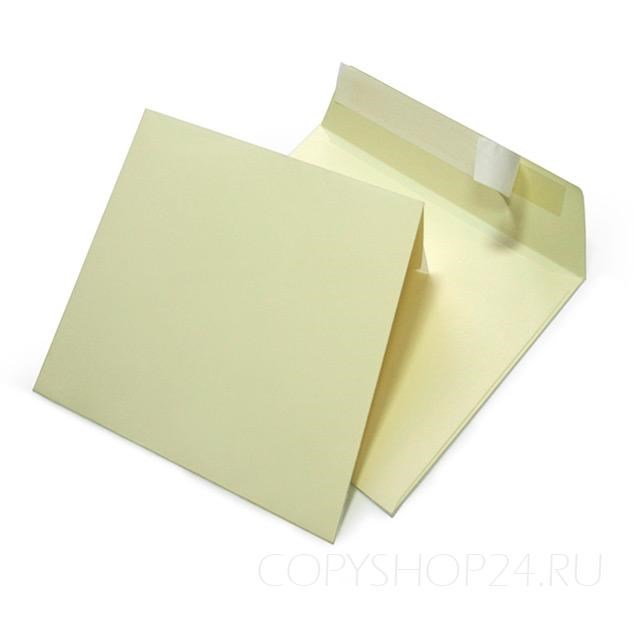 Кремовый квадратный конверт 160х160 мм бумага 120 гр - фото 4567