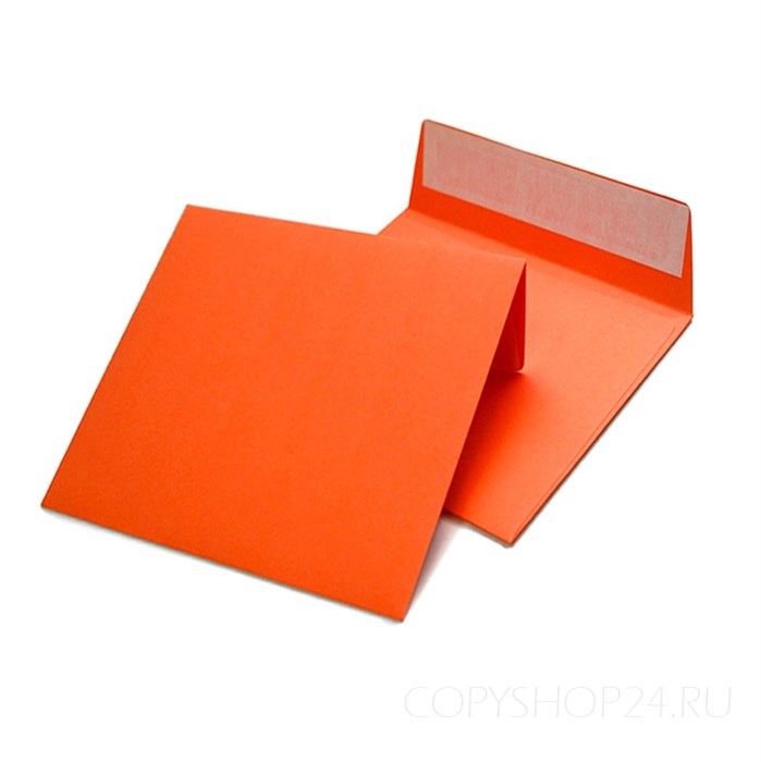 Оранжевый квадратный конверт 160х160 мм бумага 120 гр - фото 4586