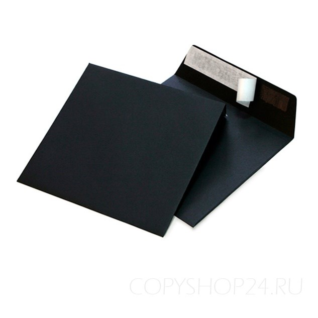 Черный квадратный конверт 160х160 мм бумага 120 гр - фото 4680